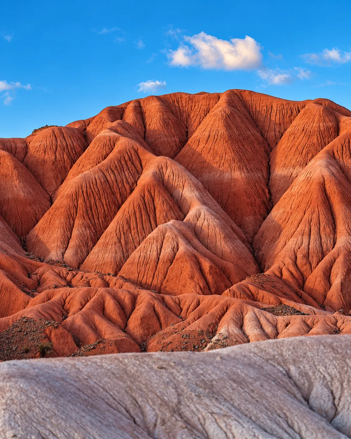 Cerros rojos del Valle de la Luna de Cusi Cusi bajo el cielo azul de la Puna